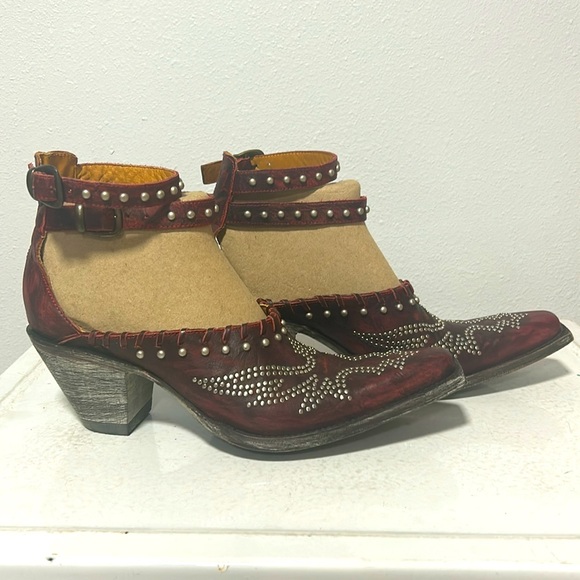 NEW Old Gringo Evangelina ruby red strappy cowboy boot shoe booties shooties 9B - Picture 7 of 13
